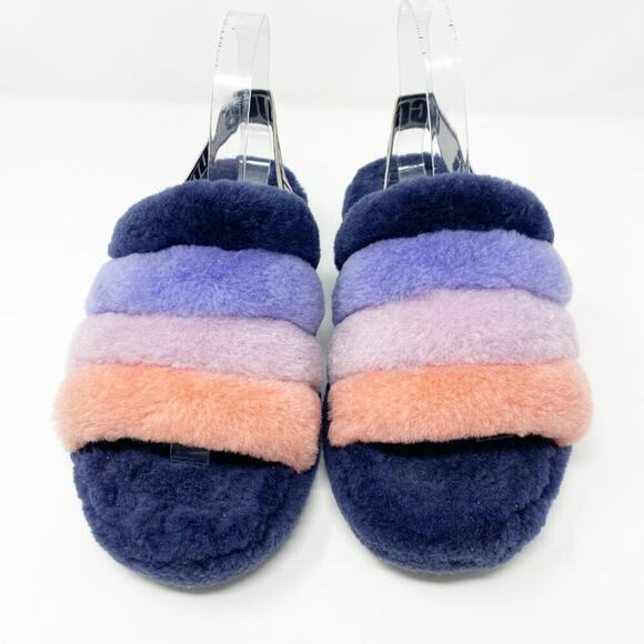 Ugg Purple Shearling Fluff Yeah Slide Sandal Women's Size 7 EUC - Picture 2 of 8